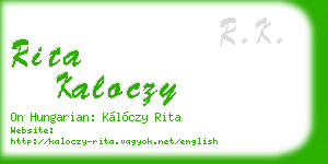 rita kaloczy business card